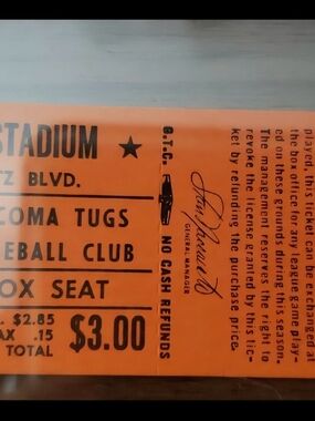 1979 Tacoma Tugs Full Unused Baseball Ticket Cleveland Indians AAA One Year Rare